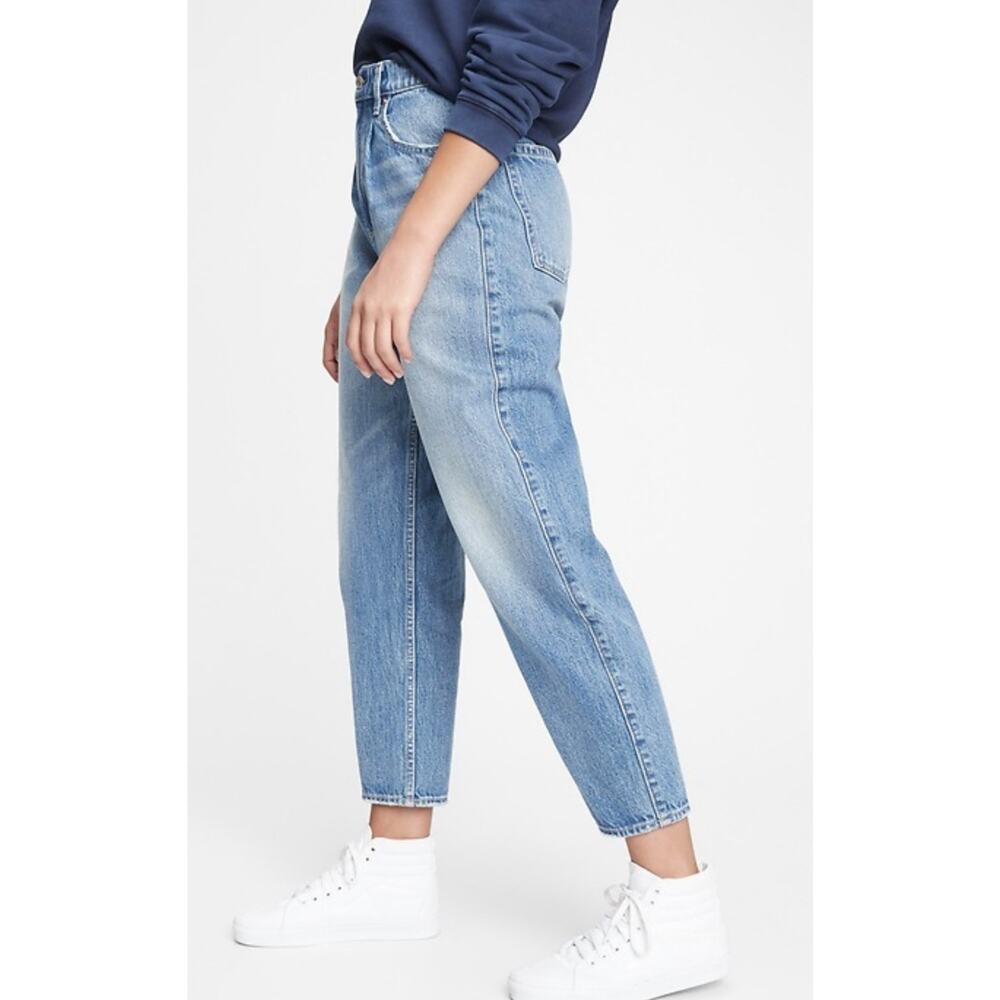 GAP Barrel Leg High Rise Ridged Jeans Medium Wash Size 24